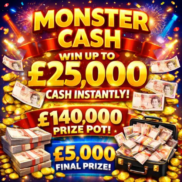 MONSTER CASH – WIN £25,000 INSTANTLY !!!