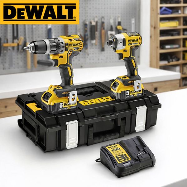DeWalt XR Brushless Combi Drill & Impact Driver Twin Kit with Bat...