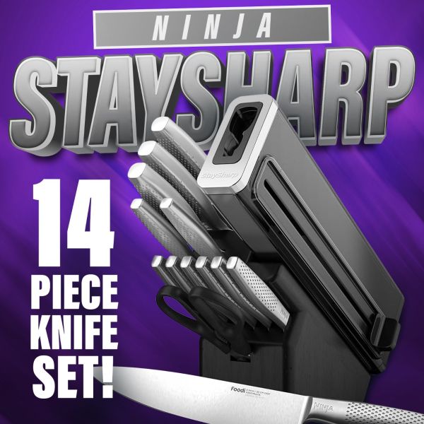 NINJA STAYSHARP STAINLESS 14 PIECE KNIFE SET!