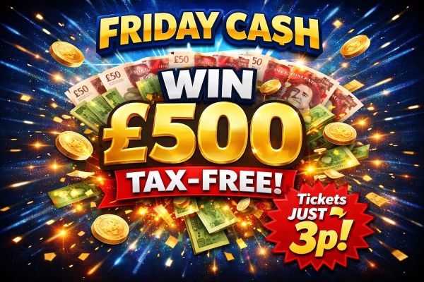 Win £500 Tax Free Cash for just 3p!