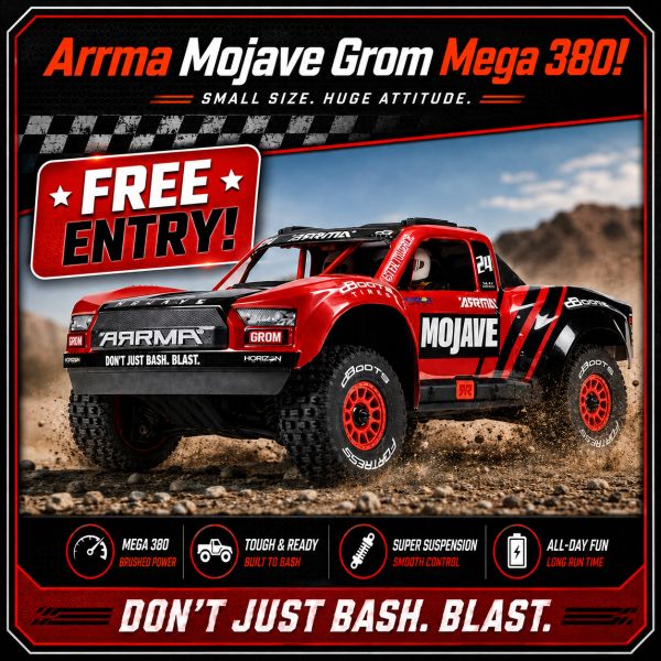 Arrma MOJAVE GROM MEGA 380 Brushed 4X4 Small Scale Desert Truck RTR – Red