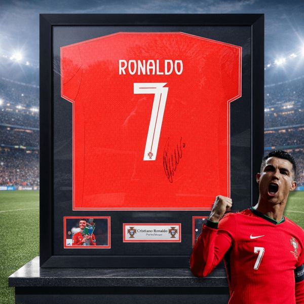 CRISTIANO RONALDO SIGNED & FRAMED PORTUGAL SHIRT