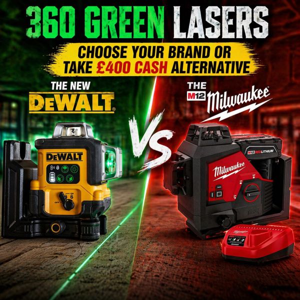 360° Green Laser Of Your Choice – NEW Dewalt DCLE14361GB-XJ Or Milwaukee M123PL-601C