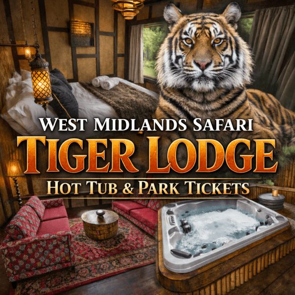 West Midlands Safari Park TIGER LODGE WITH HOT TUB + Park Tickets for 4 People!