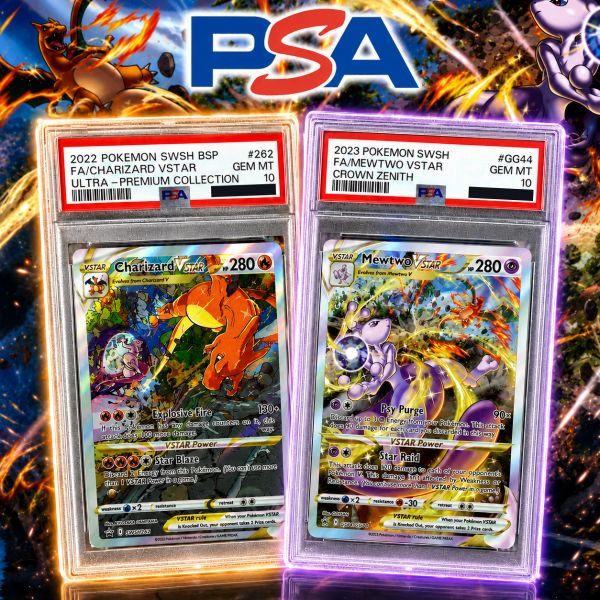 POKEMON PSA 10 CHARIZARD & MEWTWO VSTAR SET – RSP £1,700!