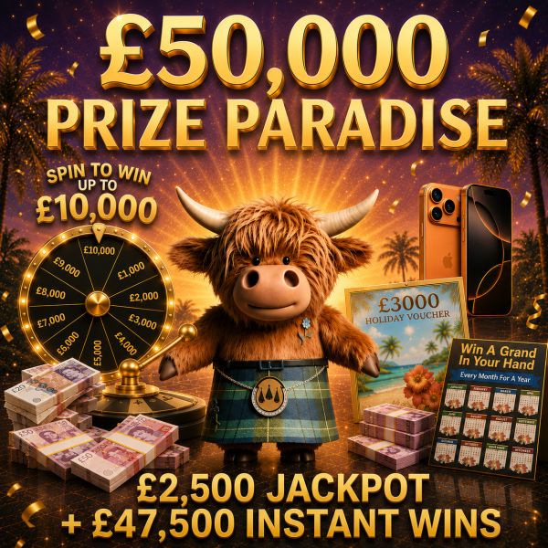 Kilted Prize Paradise – Up to £50,000 of prizes to be won!