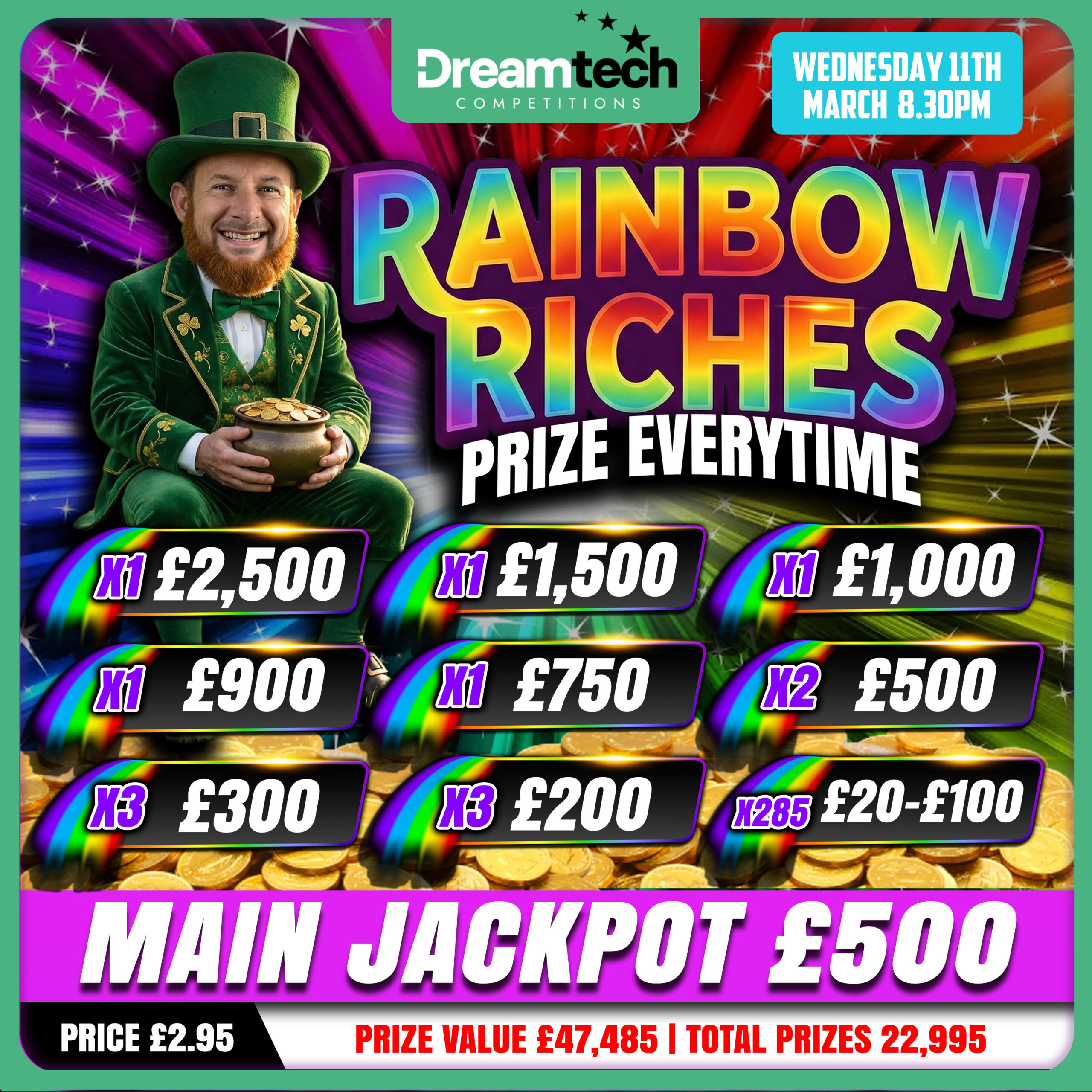 Rainbow Riches PRIZE EVERYTIME | £47,485 in Prizes | £500 End Prize