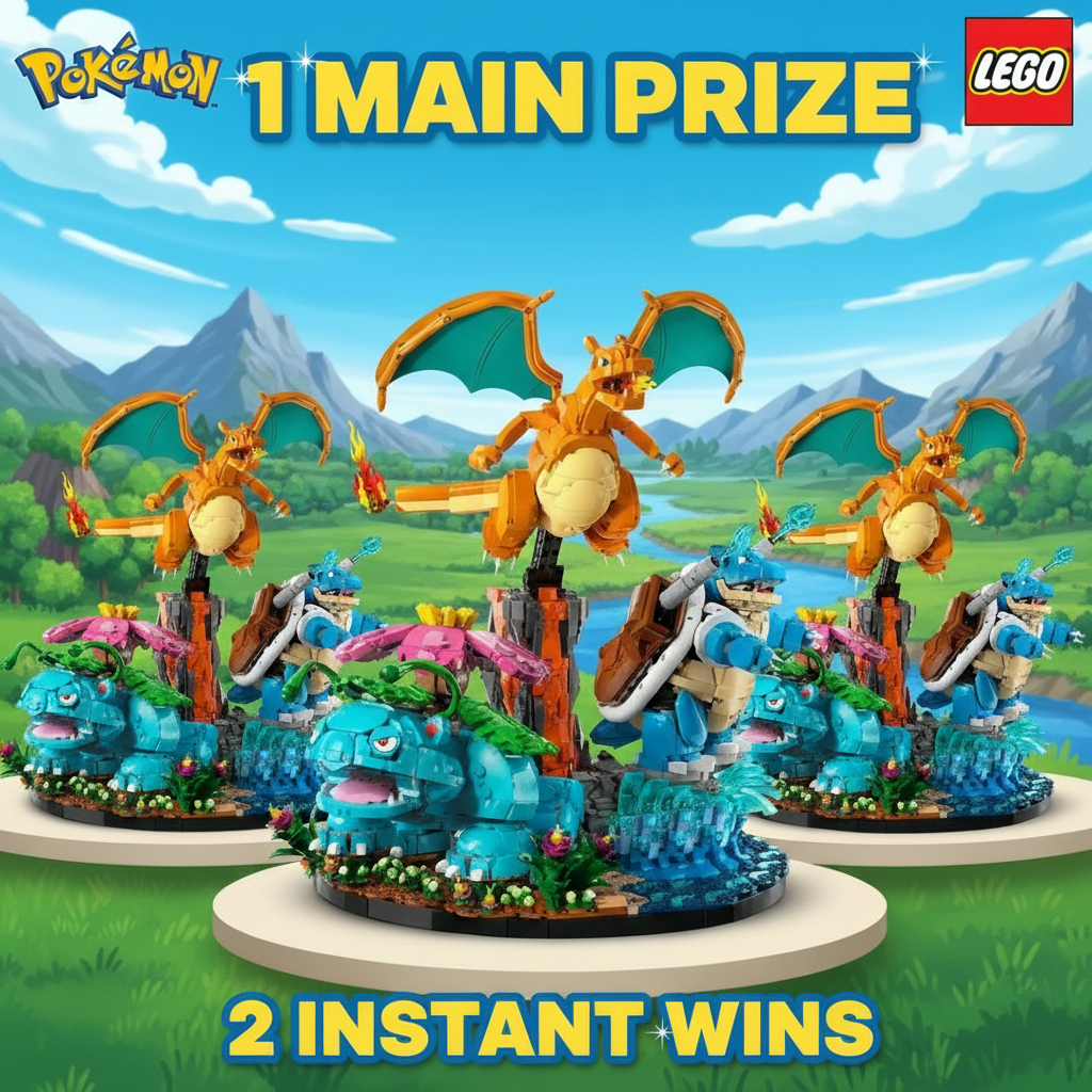 Lego Pokemon Venusaur, Charizard & Blastoise! 1 Main Prize & 2 Instant Wins