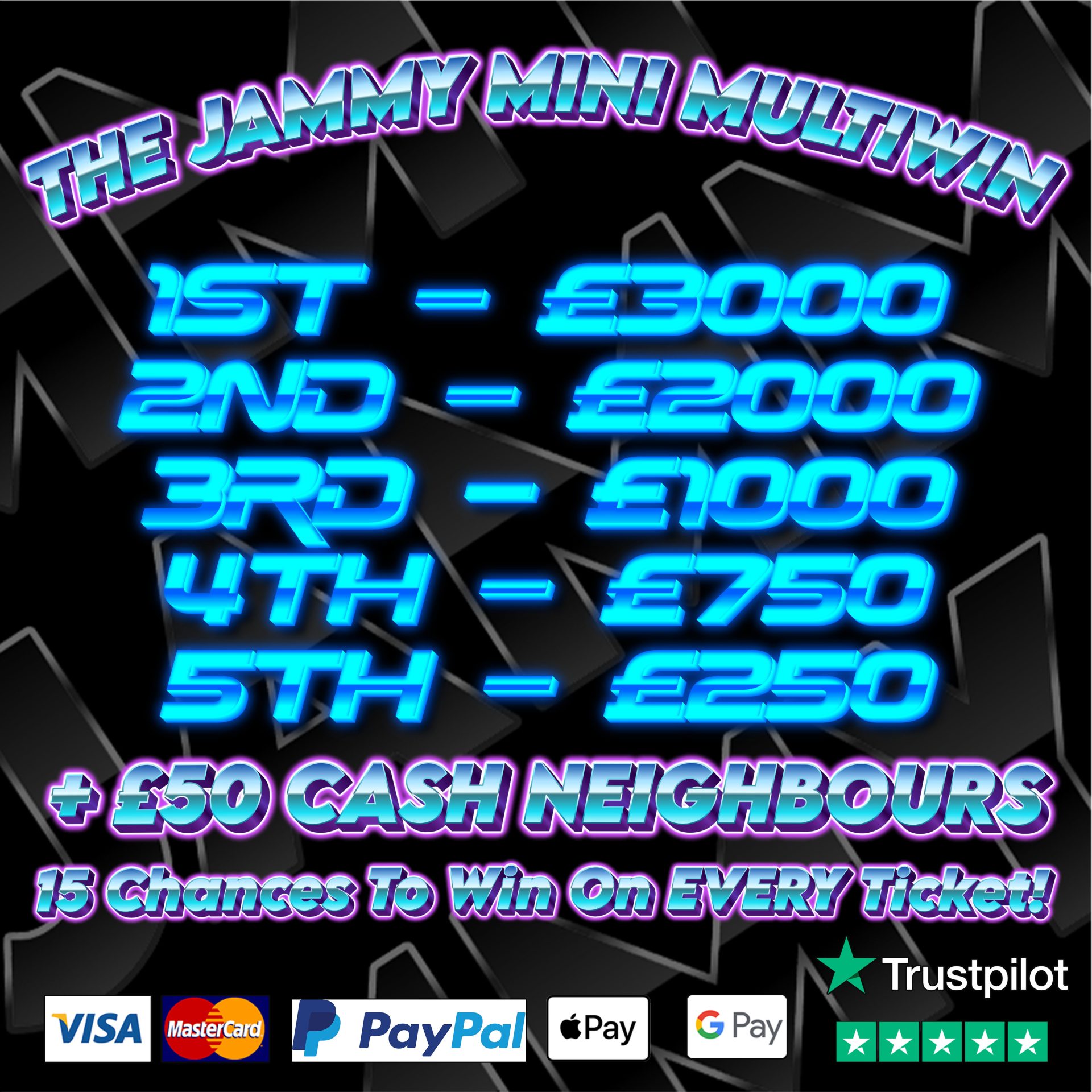 THE JAMMY MINI MULTIWIN – 5 BIG CASH WINNERS + NEIGHBOURS