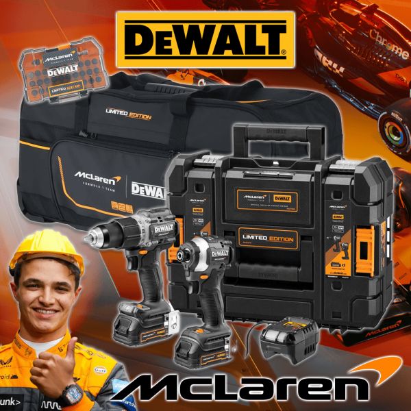 Dewalt Mclaren F1 Ltd Edition Twin Pack + 3 x Batteries – RRP £399