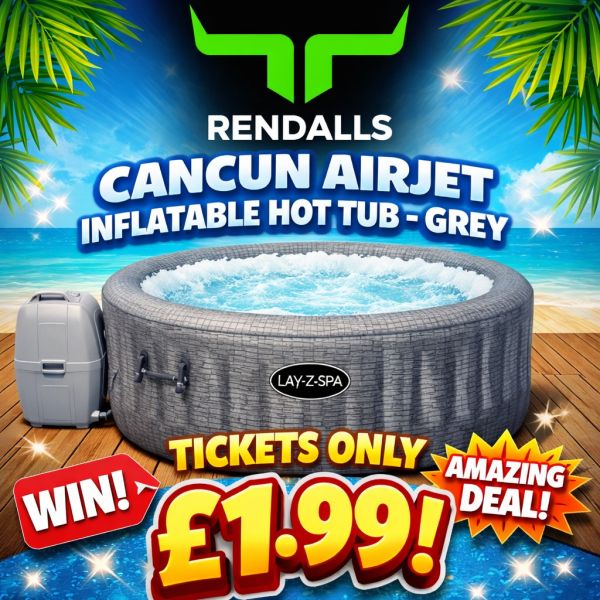 WIN A LAY-Z-SPA CANCUN AIRJET INFLATABLE HOT TUB – GREY FOR JUST £1.99!