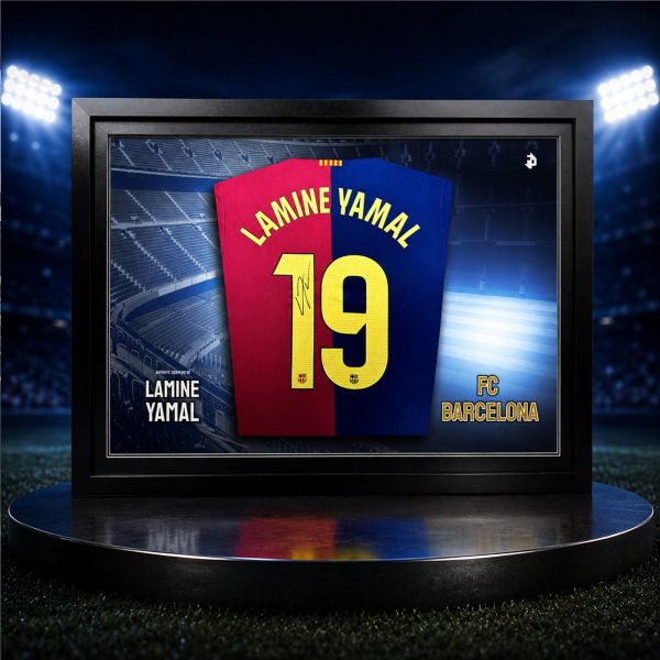 Lamine Yamal Signed Barcelona Shirt Display!