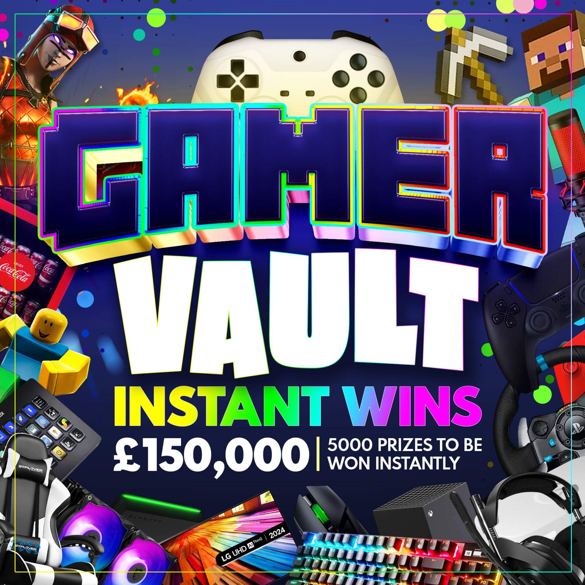 The Gaming Vault Instant Wins – 5,000 Prizes – £150,000 Prize Fund