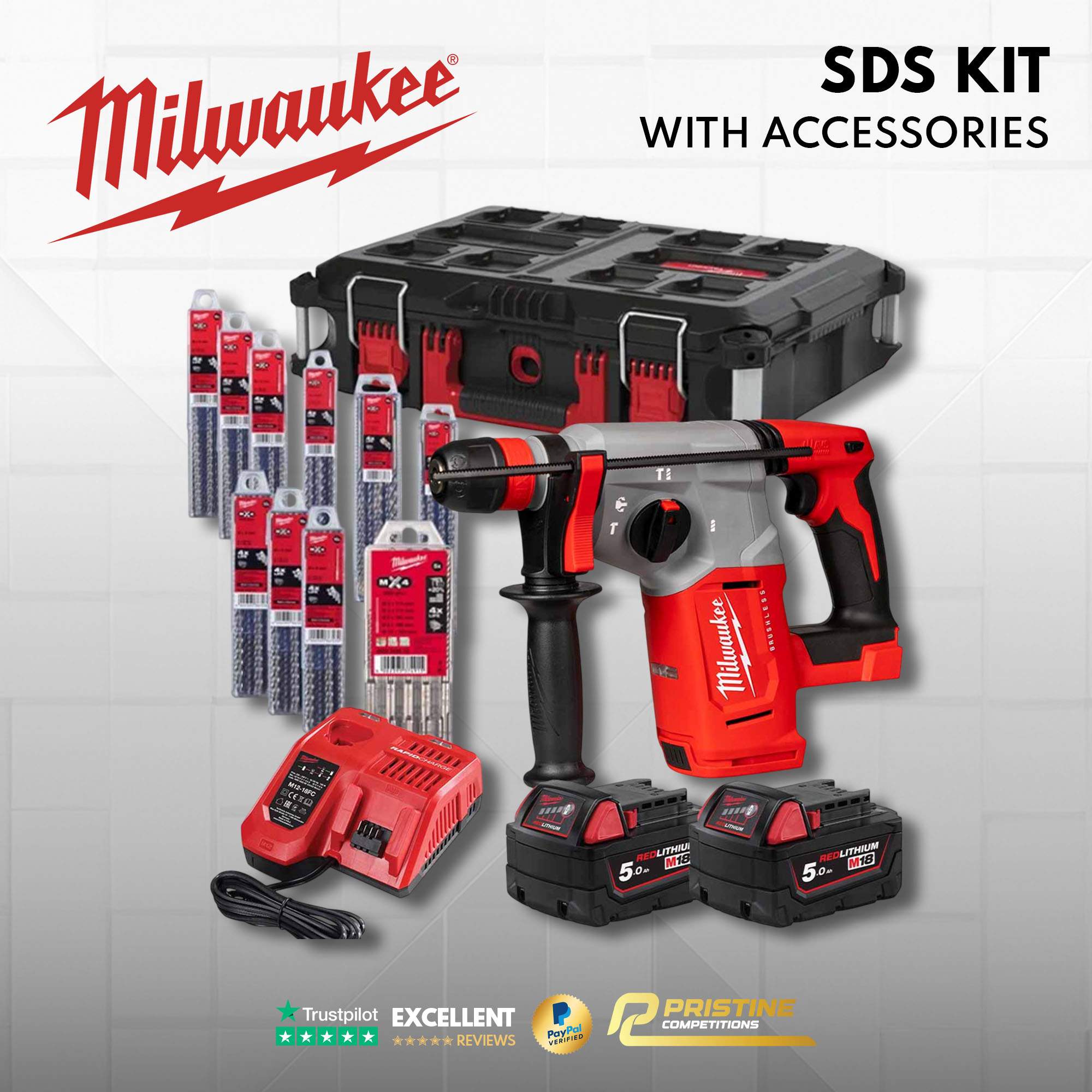 Milwaukee M18BLHX100P-502P SDS Kit with Accessories #5