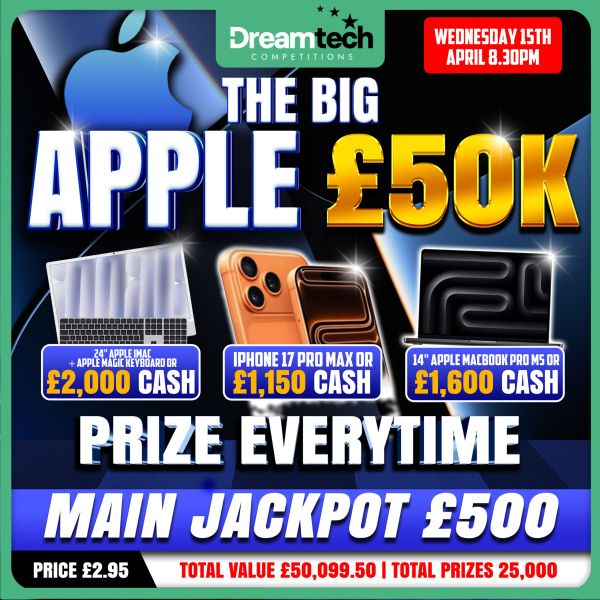 Apple a Day £50k Prize Everytime l £500 Jackpot