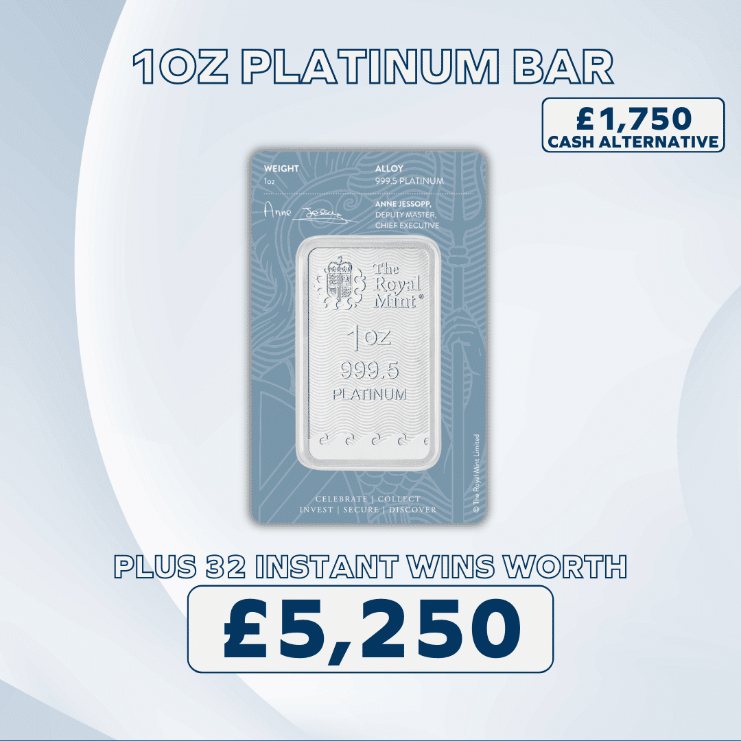 1oz Platinum Bar plus £5,250 of Instant Wins