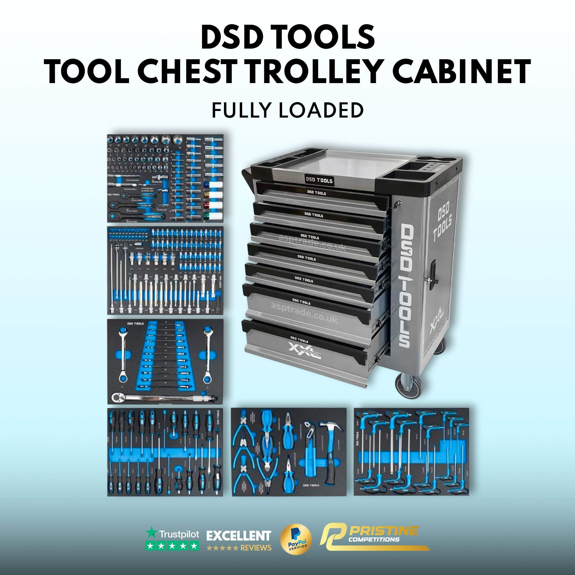 DSD TOOLS Steel Tool Chest Trolley Cabinet Fully Loaded Workshop Tool Box #2