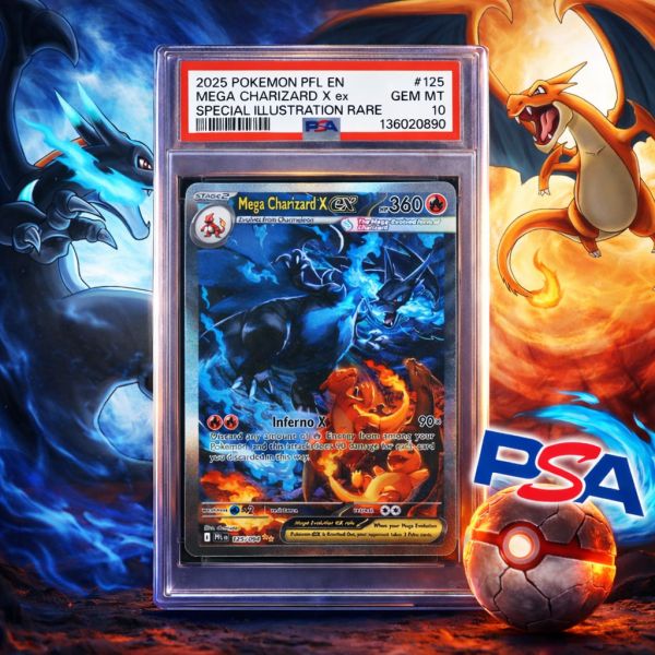 PSA 10 CERTIFIED POKEMON MEGA CHARIZARD EX 125/094 SIR – RSP £2,500!