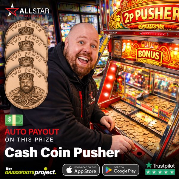 Cash Coin Pusher – 4 x £250 End Prizes – £4K Cash Instant Wins – AUTO WITHDRAWAL – Draw 4