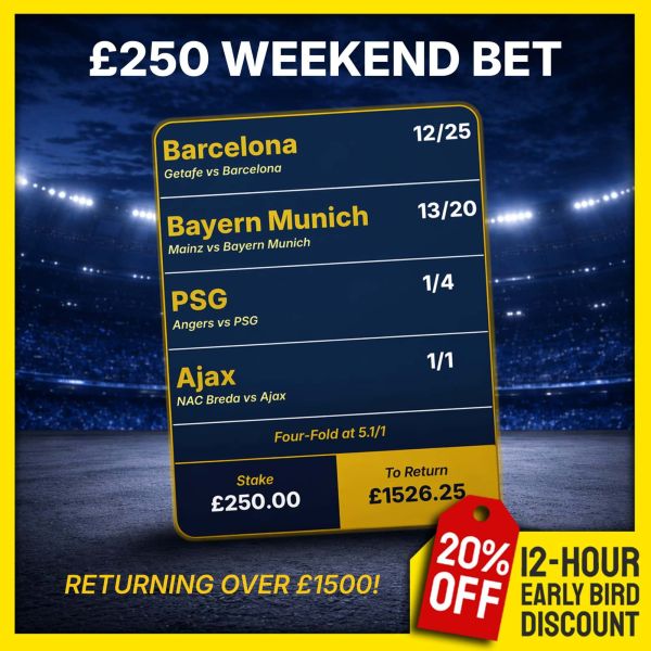 24hr Mega Bet Competition! Bill's £250 Weekend Bet!