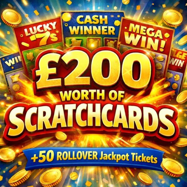 £200 Scratchcard & 50 Rollover Jackpot Tickets