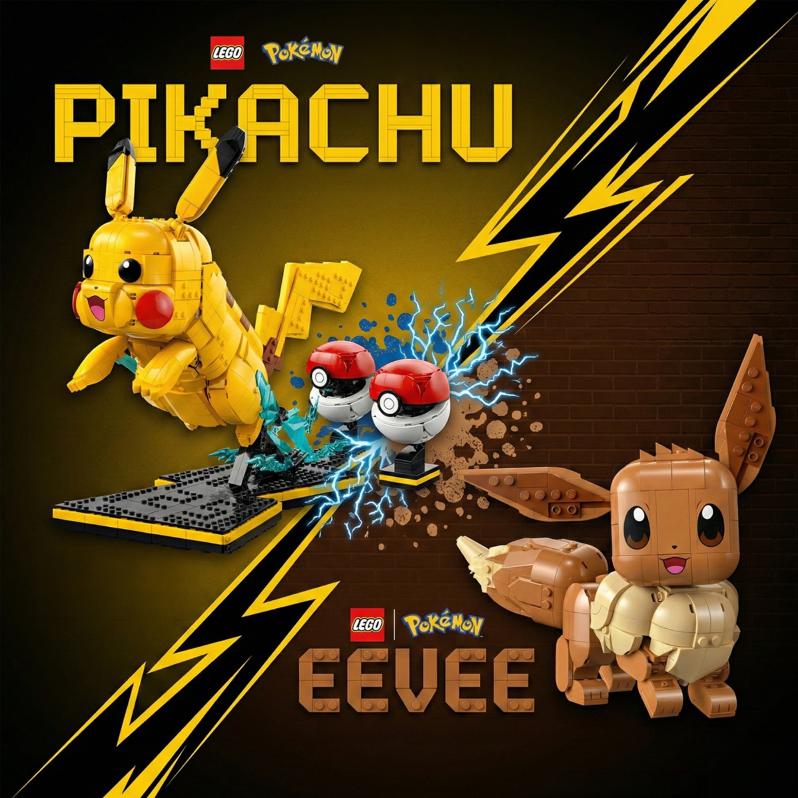 PIKACHU AND POKE BALL + EEVEE LEGO BUNDLE!