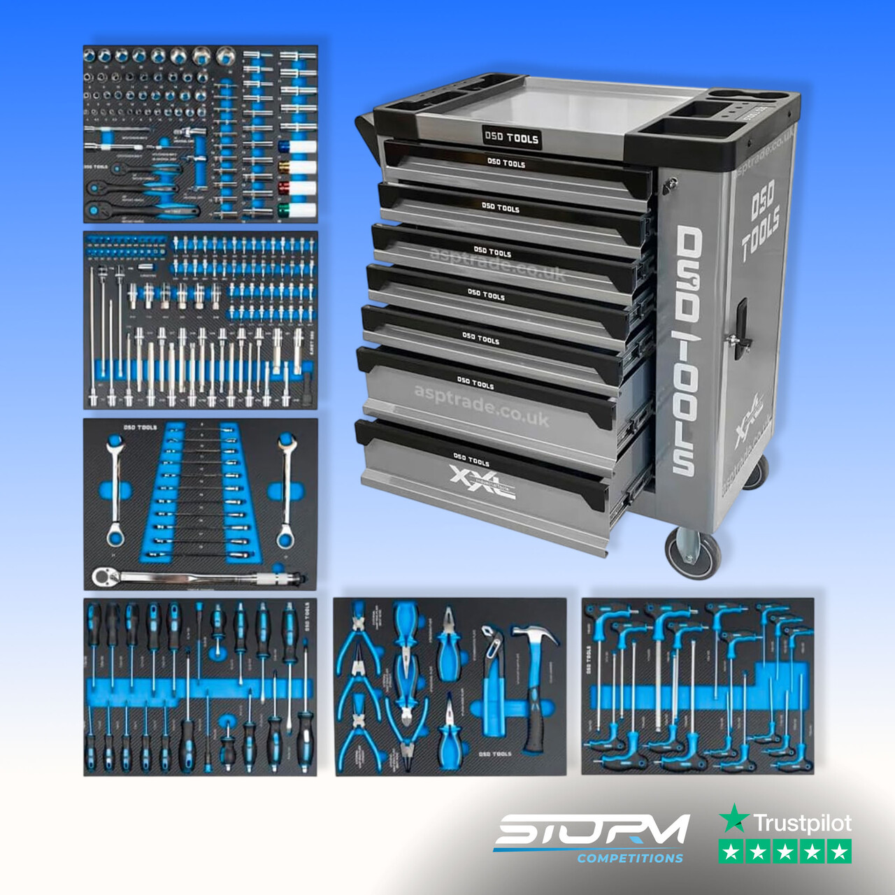 DSD TOOLS Steel Tool Chest Trolley Cabinet Fully Loaded Workshop Tool Box