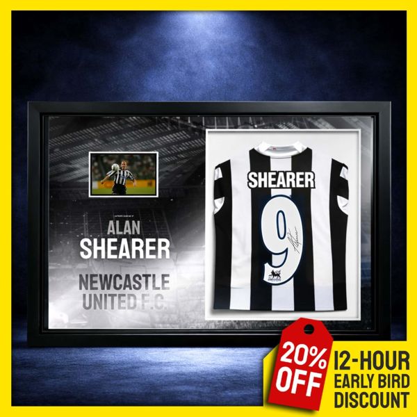 Newcastle Competition! Alan Shearer Signed & Custom LED Framed Shirt With In-Built TV!