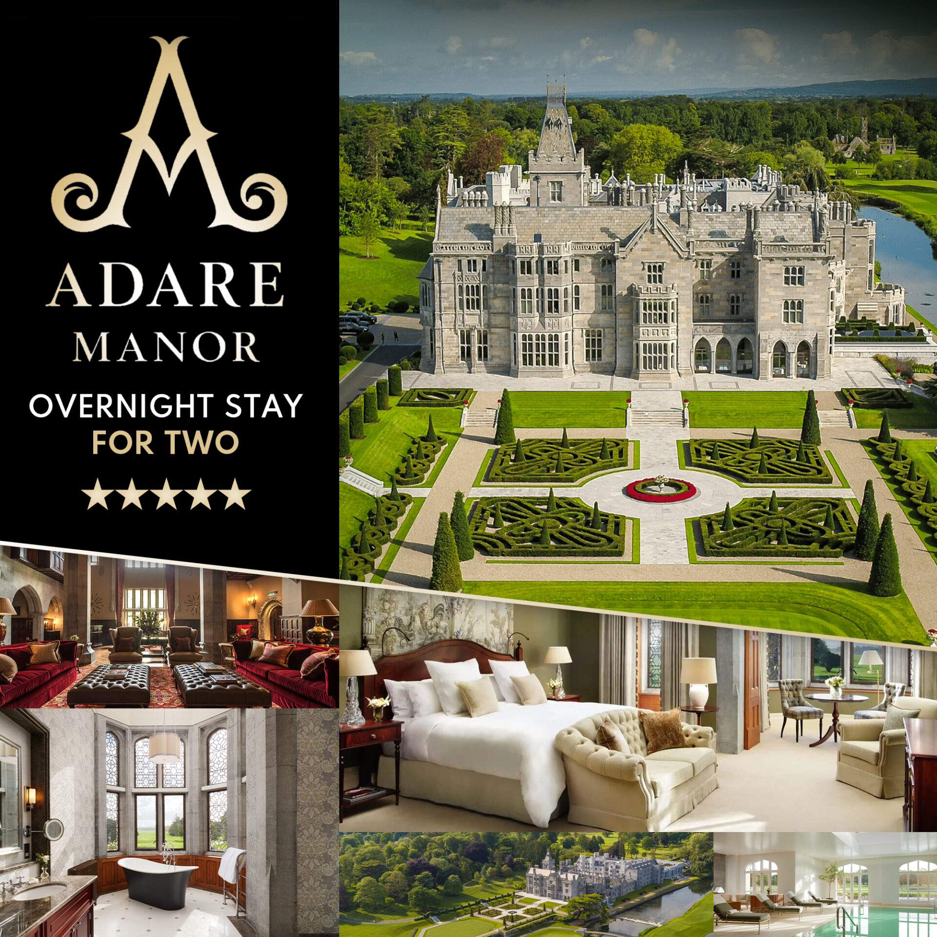 Luxurious Overnight Stay at The 5* Adare Manor