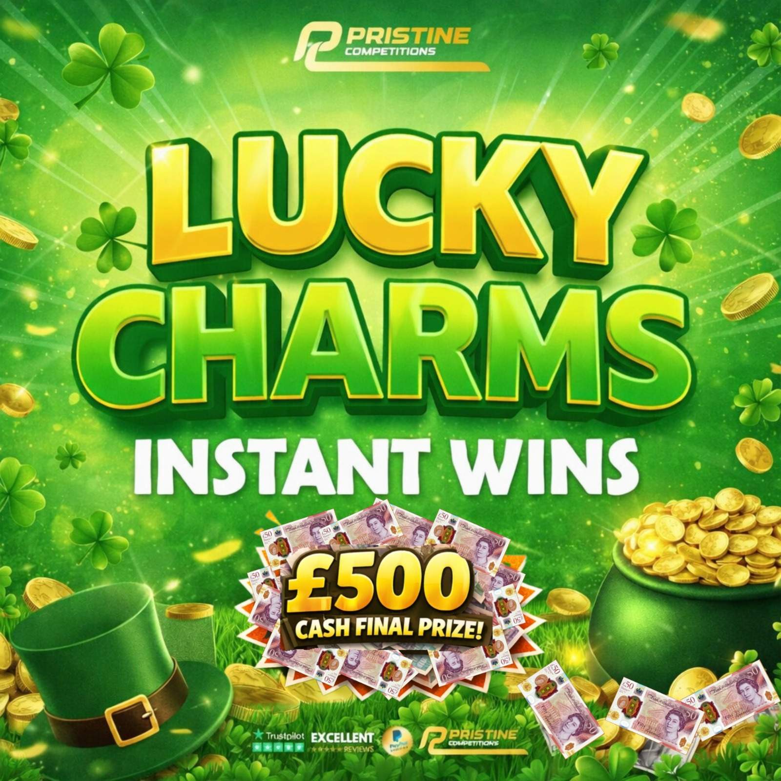Lucky Charms Instant Wins – 800 Prizes – £500 End Prize