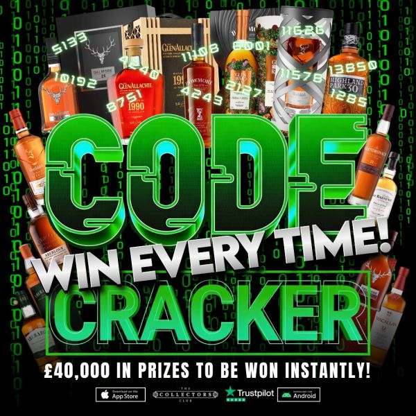 THE TCC CODE CRACKER! WIN HUGE WHISKY PRIZES + MEGA ENTRIES INTO OUR £20,000 JACKPOT COMPETITION! EVERY TICKET WINS A PRIZE!