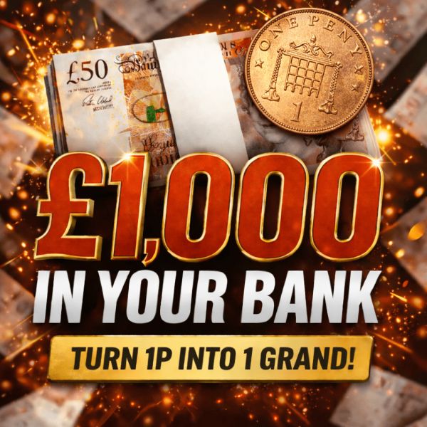 £1,000 In Your Bank! 1p Tickets!