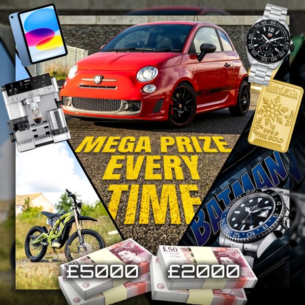 MEGA PRIZE EVERY TIME – WIN A CAR, ROLEX, BIKE, CASH, GOLD & TECH – EVERY TICKET WINS!#3