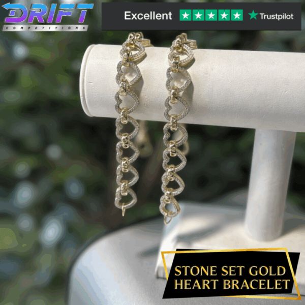 9CT GOLD STONE SET HEART BRACELET