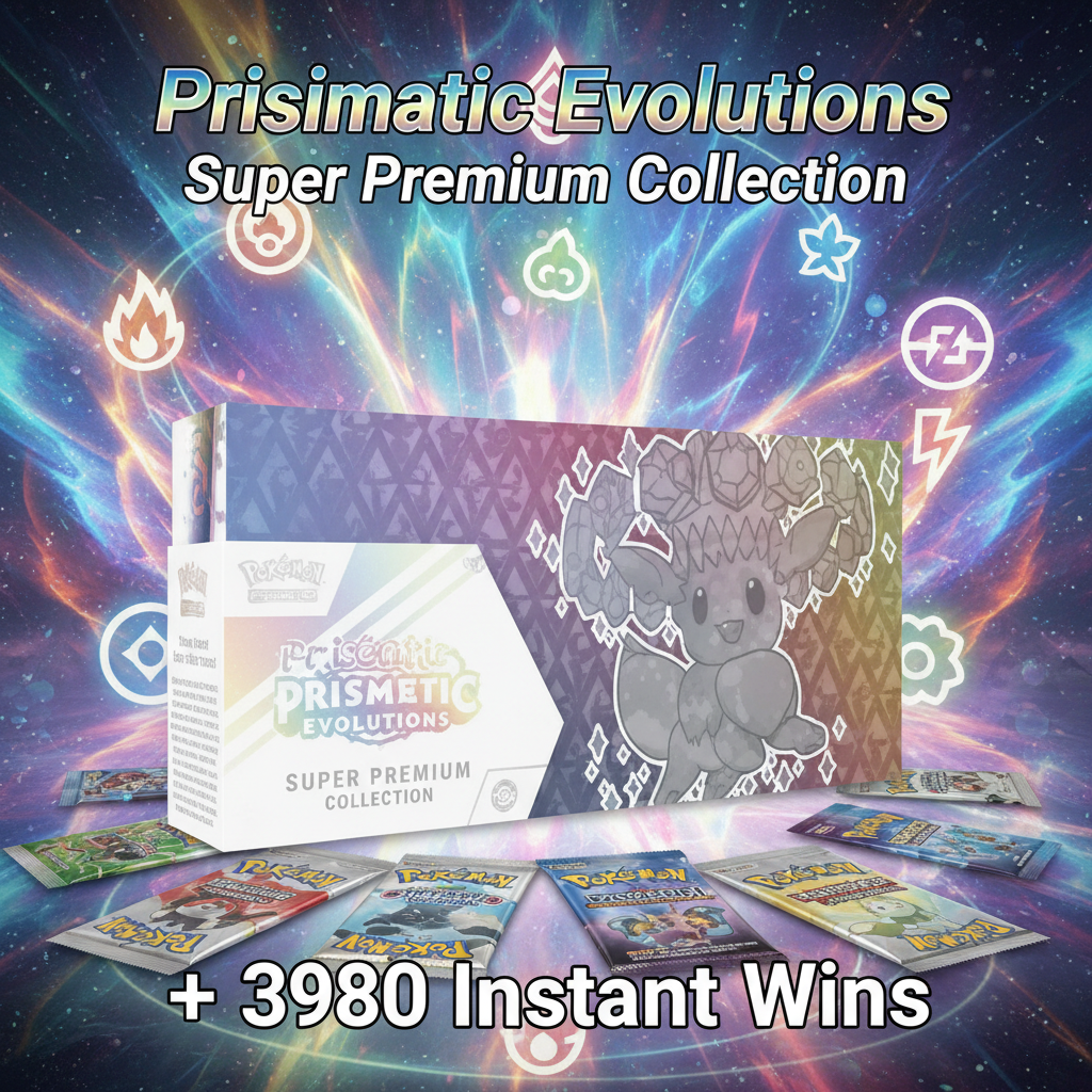 Pokemon Mega Comp – Prismatic Evolutions Super Premium Collection + 3980 Instant Wins