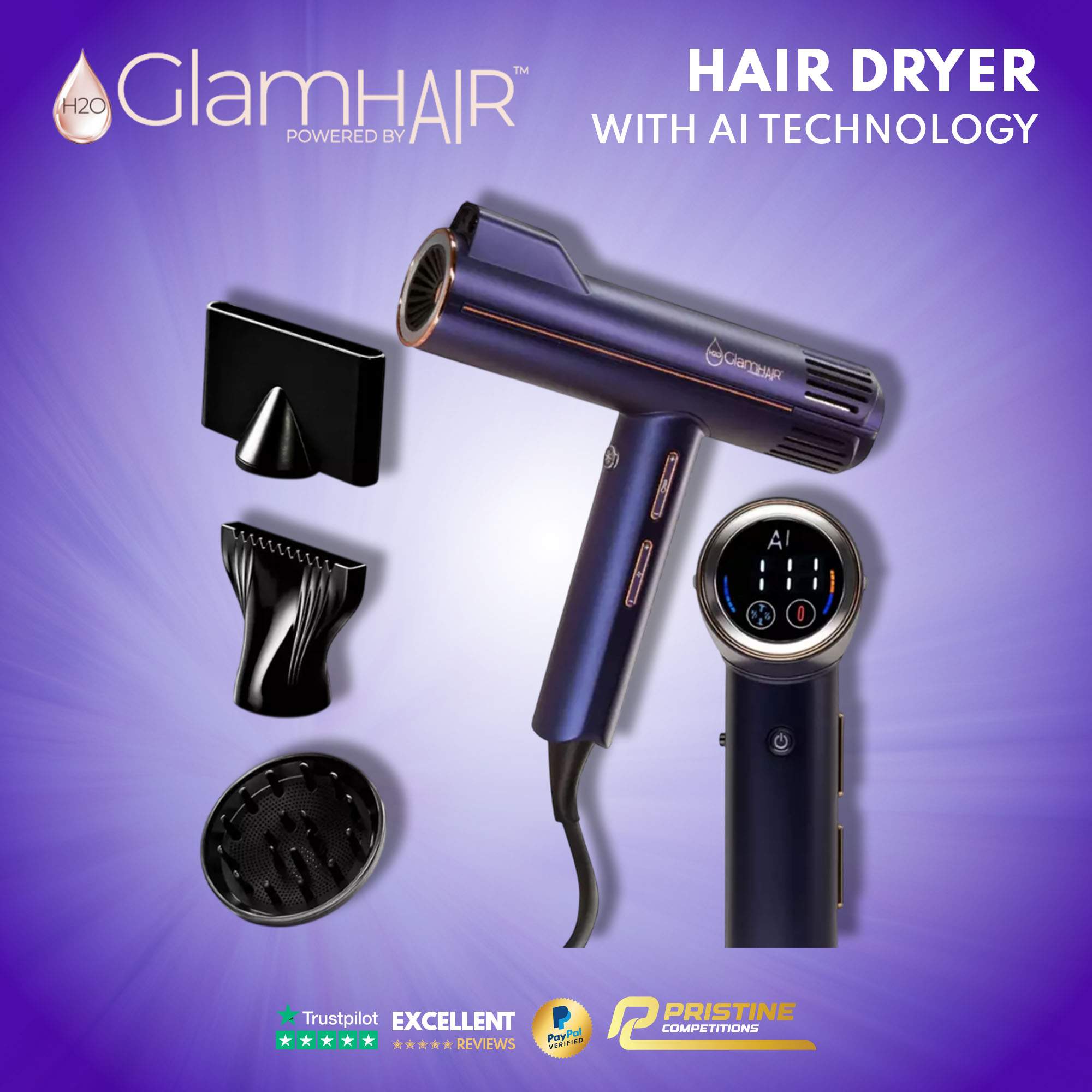 NEW H2O GlamHAIR Hair Dryer with AI Technology