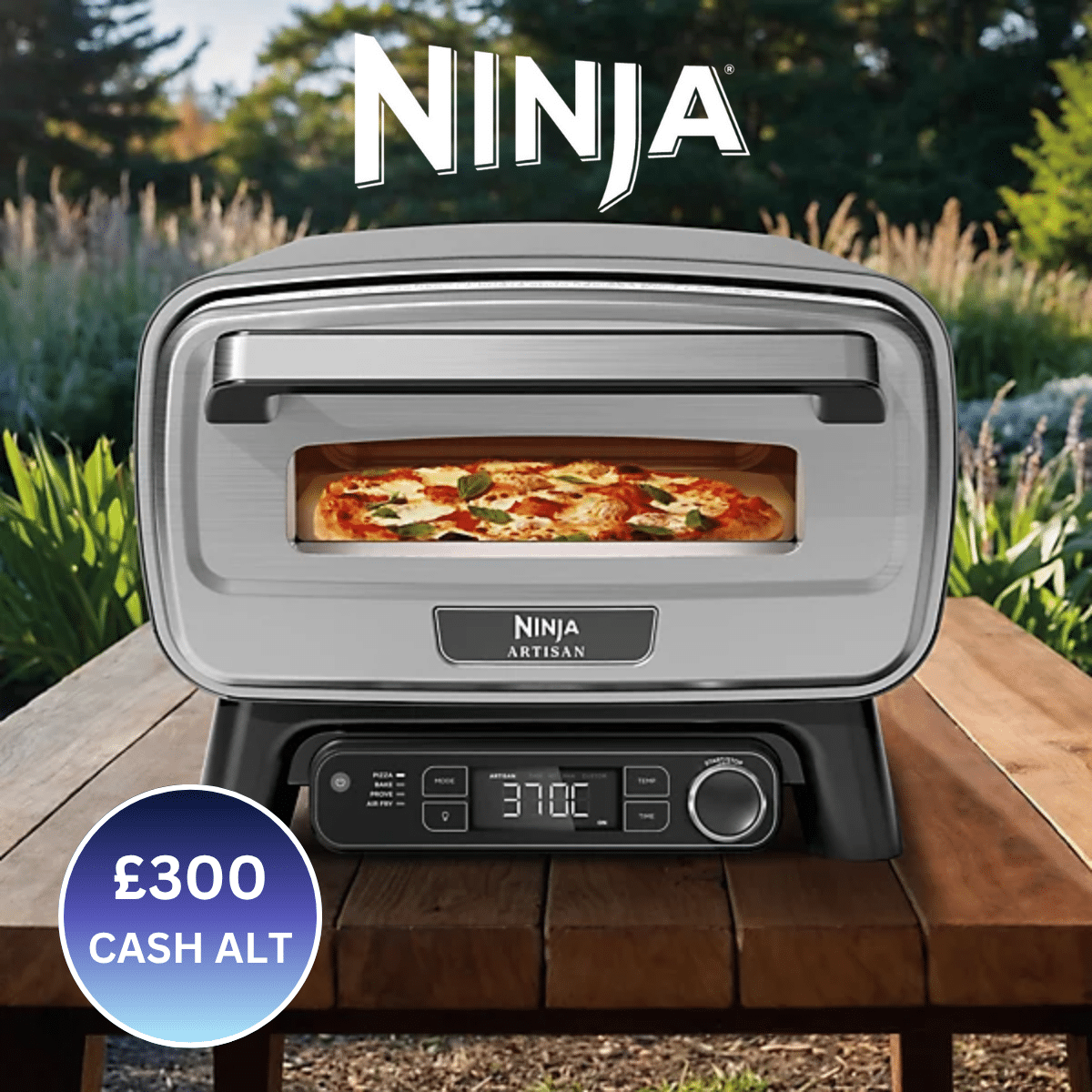 Ninja Artisan Electric Outdoor Pizza Oven Bundle Or £300 Cash