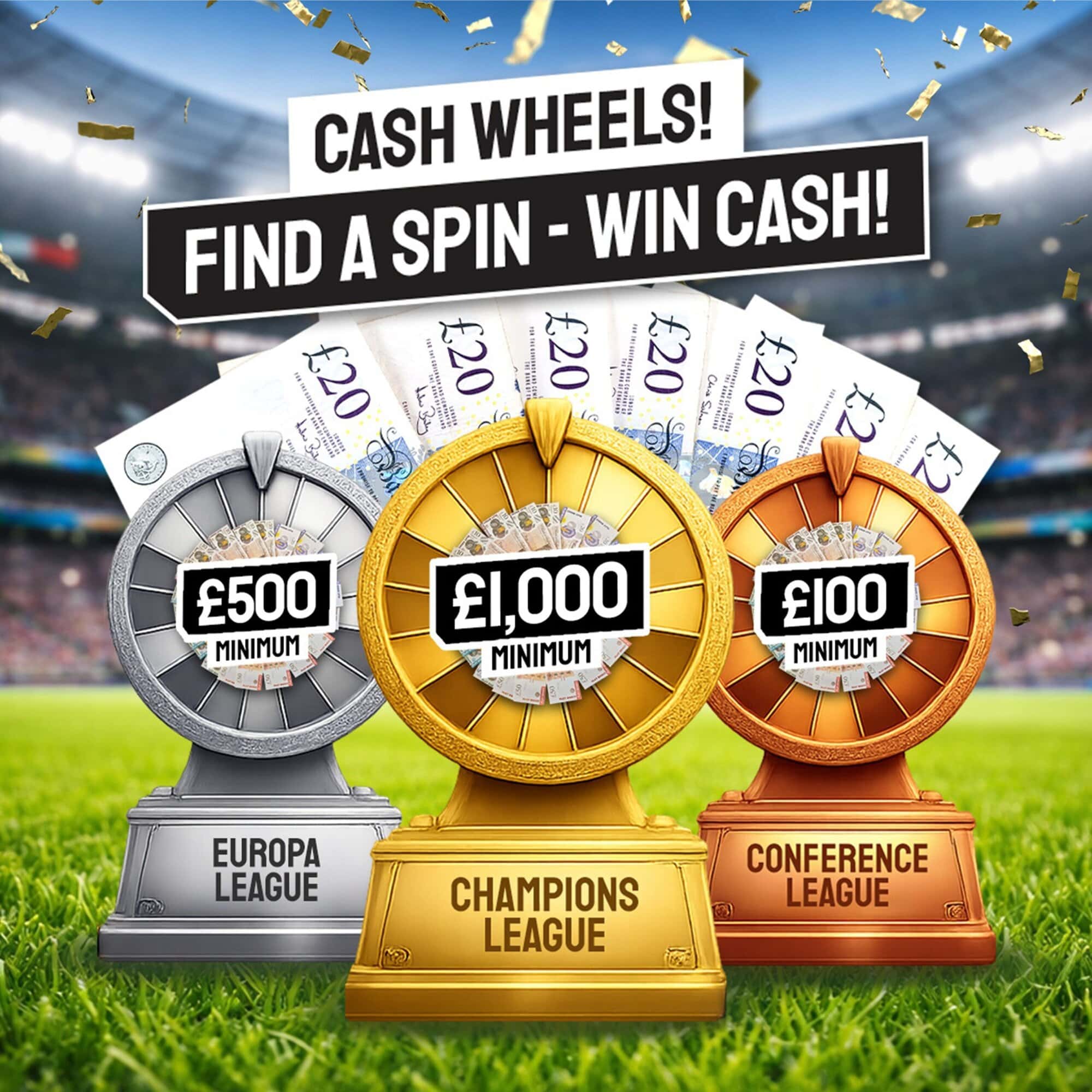 Cash Wheels! Over £10,000 Tax Free Cash to be won!