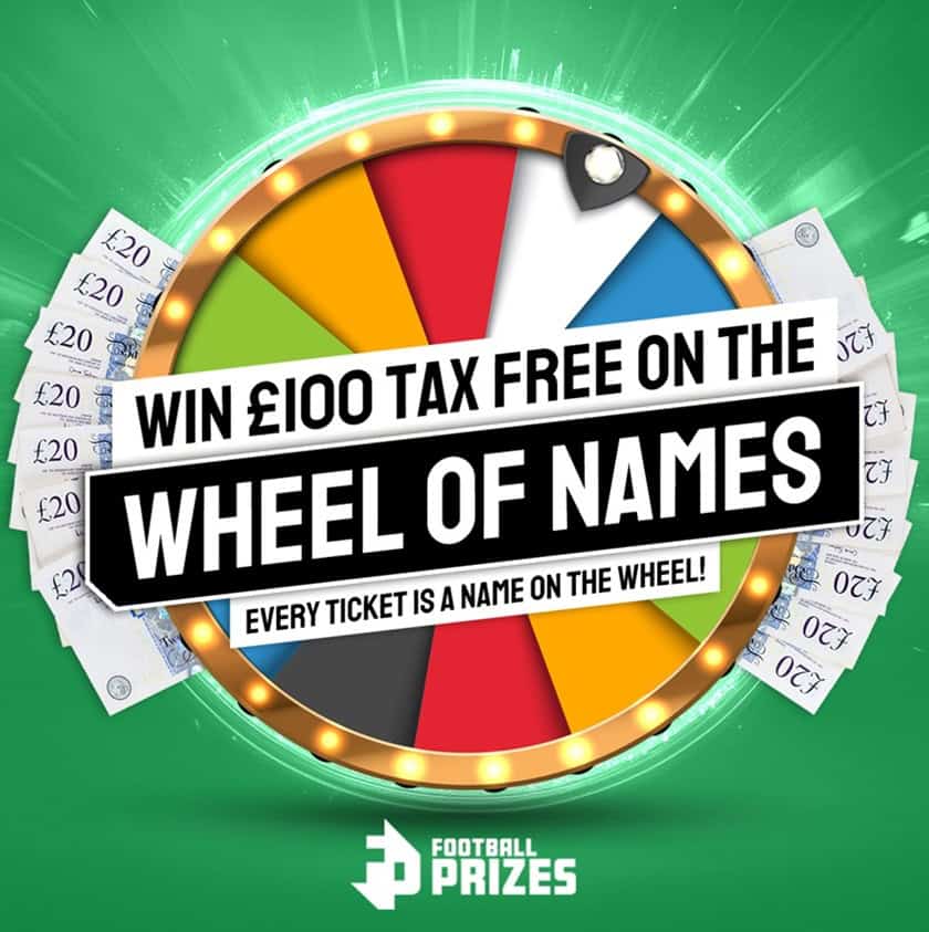 £100 Tax Free Cash on the Wheel of Names! (65x Instant Wins)
