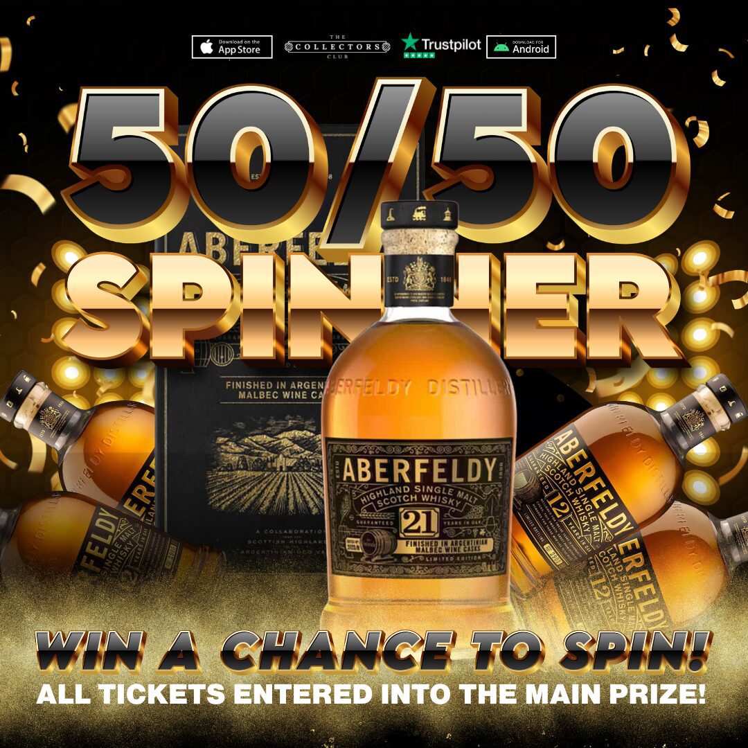 WIN THIS RARE ABERFELDY 21 YEAR OLD ARGENTINIAN MALBEC CASK ! PLUS 5 BONUS 50/50 INSTANT WIN SPINS!