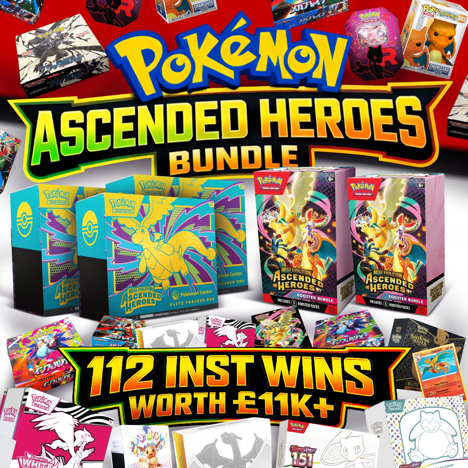 MEGA EVOLUTION – ASCENDED HEROES BUNDLE | 112 INST WINS WORTH £11K+!
