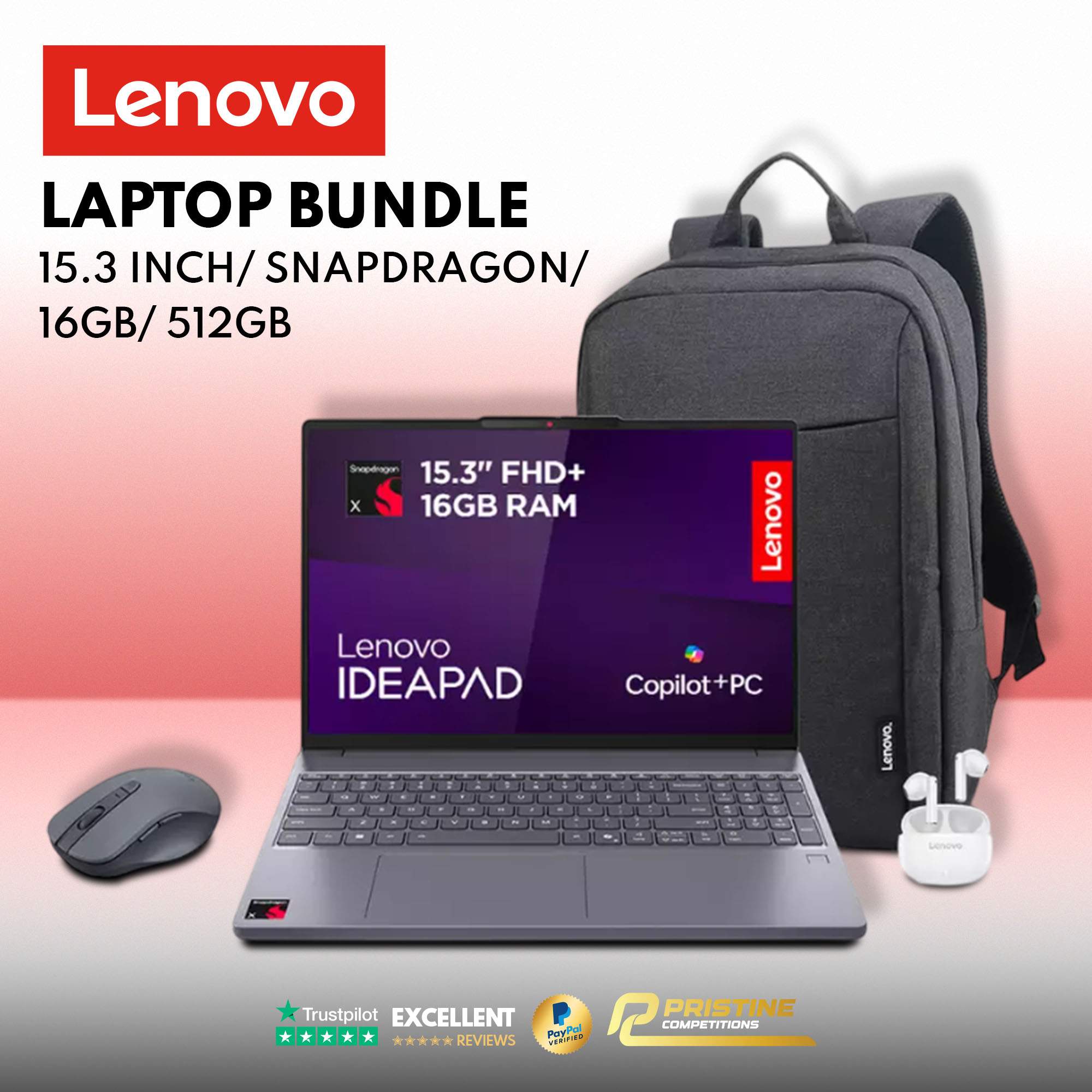 Lenovo Slim 3x 15.3in Snapdragon 16GB 512GB Laptop Bundle #3