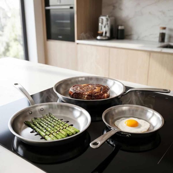 Made In Stainless Steel 3pc Frying Pan Set (20, 25, 30cm)