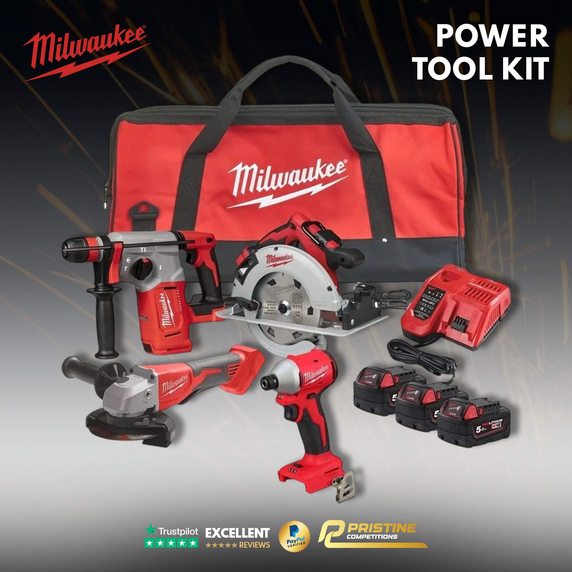 NEW Milwaukee M18BLPP4A2-503B Power Tool Kit