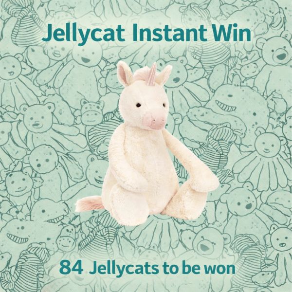 JellyCat Instant Win – Bashful Unicorn (Giant) End Prize plus 84 JellyCat Instant Wins