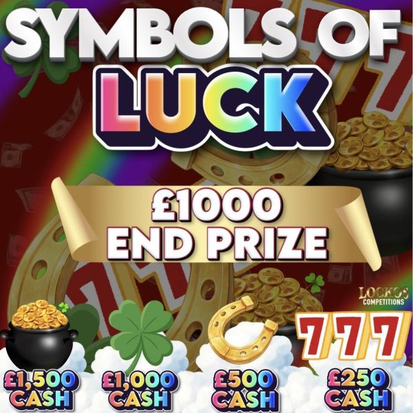 SYMBOLS OF LUCK! £1,000 END PRIZE FOR 1P! WIN UP TO £1,500 CASH!
