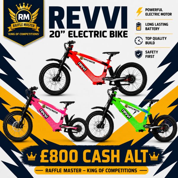 Penny Pinchers Revvi 20″ Electric Bike Choice Of Colour Or Take £800 Cash Alternative Only 1p Live Draw