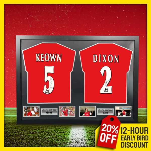 Arsenal Competition! Win this Martin Keown & Lee Dixon Dual Signed & Framed Tee Display!