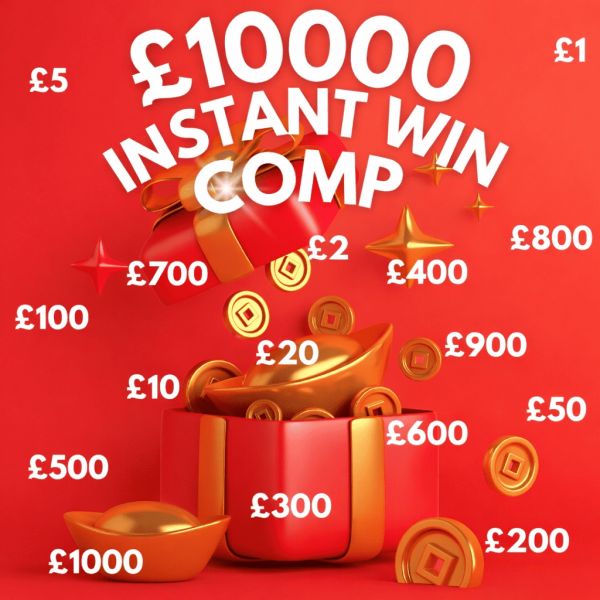 £10000 instant wins – 1 in 20 tickets win a prize!