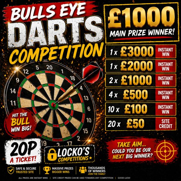 WILL YOU HIT THE BULLSEYE? INSTANT WINS UP TO £3000!